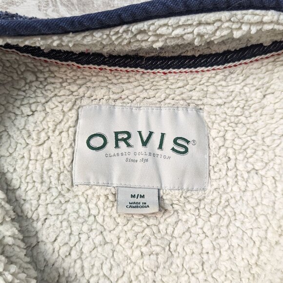 Orvis 1/4 Zip Sherpa Lined Sweater Men's Medium Blue Long Sleeve High Neck - Picture 5 of 6